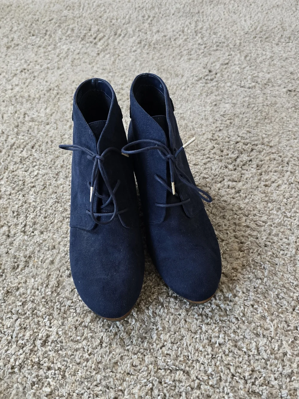 Dr. Scholl's Conquer BE Energized Womens Blue LaceUp Wedge Ankle Bootie US 9 NEW